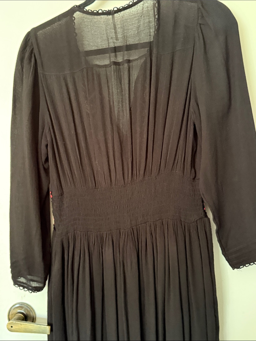 Free People Black Midi Dress with Colorful Floral Embroidery - Picture 7 of 9